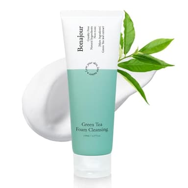 [BONAJOUR] Green Tea Natural Pores Foam Cleanser - The Best Facial Wash for Acne & Oily skin, Pore tightening and sebum control 5.1Fl.oz