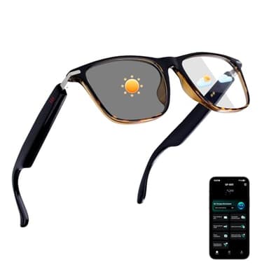 AI Smart Glasses for Men & Women, Photochromic AI Translation Glasses, Support 165+ Languages, Touch Control & IPX5 Waterproof, Multifunctional Bluetooth glasses, Travel Meeting Business Trade(Brown)