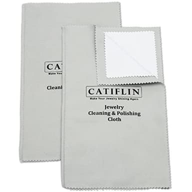 CATIFLIN 2pcs Multi-Layer Jewelry Cleaning Cloth, Large Silver Polishing Cloth, 100% Cotton Jewelry Polishing Cloths for Gold, Silver and Platinum Jewelry (Light Gray, 10 "X12)