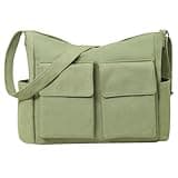 Laptop Messenger Bag for Women Men, Canvas Tote Cross-body Shoulder Bag with Laptop Sleeve, Canvas Messenger Bag for Work
