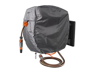 Garden Wall Mounted Retractable Hose Reel Cover, 450D Oxford Polyester Coated Tarp, 100% Waterproof Sunscreen Hose Reel Cover, for:Giraffe tools,Ayleid,Gardena and More.grey,24"L x18"Wx24H"