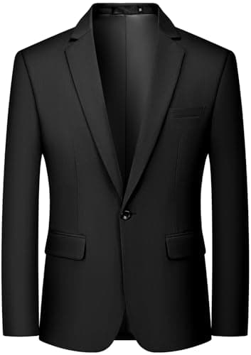 MAGE MALE Men's One Button Suit Jacket Elegant Solid Color Blazers Slim Fit Lightweight Sport Coats Blazer Black