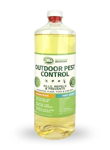 Mosquito Magician Liquid Concentrate – Kills Mosquitoes, Fleas & Fire Ants, Repels and Prevents Ticks – Essential Oil Yard Treatment Spray – Use with Sprayers, Foggers & Misting Systems – 32 oz, Mint