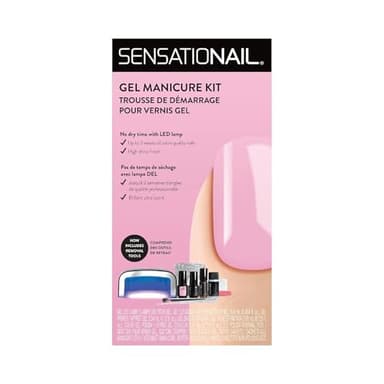 Sensationail Gel Nail Polish Starter Kit - At Home Gel Manicure 32 Piece Kit - Includes Pink Chiffon Nail Polish, LED Lamp, Polish Remover, Manicure Tools, Buffer Primer, Base & Top Coat