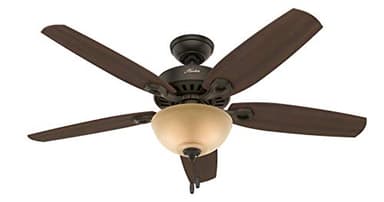 Hunter 52 inch Indoor Ceiling Fan with LED Light - Bronze Ceiling Fan with Pull Chain, For Bedroom or Living Room, Standard Mount, No Remote, 5 Blades, Includes Bulbs- Builder Deluxe 53091, New Bronze