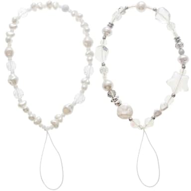 CMVFYL Beaded Camera Wrist Strap, Cute Phone Charms Strap, Pearl Bracelet Wrist Strap, Phone Keychain Decoration for Wallet