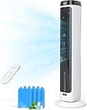 JRD 3-IN-1 Evaporative Air Cooler, 41" Portable Air Cooler with 3 Speeds, 5 Modes, Remote, 80° Oscillation Swamp Cooler with 12H Timer, Bladeless Tower Cooling Fan for Bedroom Office Home
