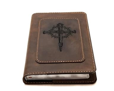 Real Leather KJV Large Print Bible. Option to Laser engrave name, initials, or logo. Personalized Gift for Wedding, Baptism, Graduation, Birthday or whatever occasion. Handmade in the USA.