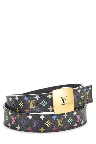 Louis Vuitton, Pre-loved Takashi Murakami X Louis Vuitton Black Monogram Multicolore Ceinture 80, Black