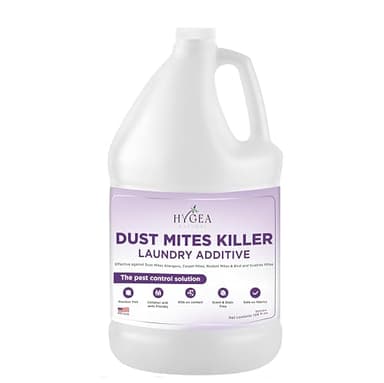 Hygea Natural Dust Mite Laundry Additive - Eliminates Dust, Carpet, Rodent, Bird & Scabies Mites - Pet & Child-Friendly, Eco-Friendly for Bedding, Clothing, Linens - 128oz