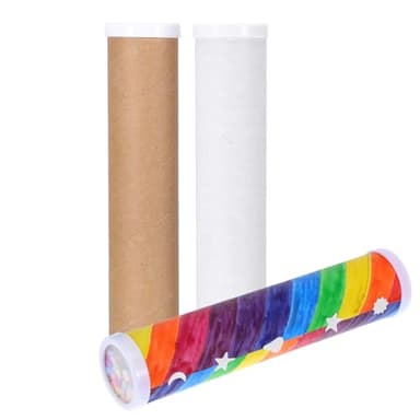 Totority Kaleidoscope Making Kit 15 Pcs Blank DIY Kaleidoscope Making Kit for Kids Variety Paper Craft Tools, White Educational Preschool Activity for Creative Decor