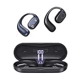Haowolf Open Ear Headphones, Wireless Earbuds 40H Playtime Air Conduction Headphones with Mic, Bluetooth 5.3 Over Ear Headphones IPX6 with Ear Hooks & LED Display Charging Case for Running (Black)