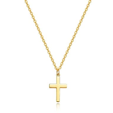Moodear Simple Cross Pendant Necklace - Dainty 14K Gold Plated Pendant Necklace for Women Trendy Jewelry Gifts