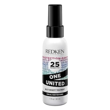 Redken One United All-In-One Leave In Conditioner - Multi-Benefit Leave In Treatment For All Hair Types, Heat Protectant and Detangler Spray, Paraben-Free, 1 Fl Oz