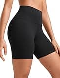 CRZ YOGA Womens ButterLuxe Biker Shorts 6 Inches - High Waisted Workout Running Volleyball Spandex Yoga Black Large