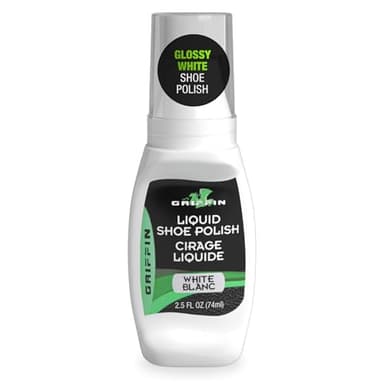 Griffin White Shoe Polish – 2.5 Oz – Instant Shine & Protection for Leather Shoes, Boots, Accessories, Quick-Drying, No Buffing Needed, Easy Sponge Applicator for Smooth, Mess Free Application