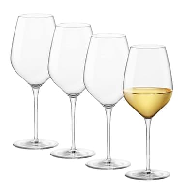 Bormioli Rocco Inalto Tre Sensi Collection Set Of 4 Premium 14.5 Oz. Wine Glasses, Made From Crystal Clear Star Glass, Made In Italy.