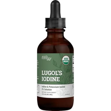 Organic Lugol's Iodine, Iodine and Potassium Iodide 2% Solution 3000 mcg - Liquid Supplement Drops for Thyroid Support for Women & Men, Metabolism Health, Detox Boost - Non-GMO, 395 Servings (2 Oz)