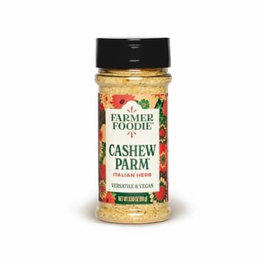 Farmer Foodie | Vegan Cashew Parmesan Cheese Alternative | Dairy-Free | Shredded | Gluten-Free | 3.5 oz Jar with Pour and Sprinkle Lid (1 pk, Italian Herb)
