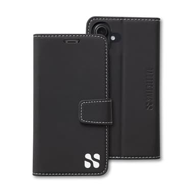 SafeSleeve Wallet Leather Case for iPhone 17 EMF Blocker for Cell Phone with 3 Card Holder & Adjustable Stand – Magnetic Closure, and Magnetic Folio Protection for Daily Use (Black)
