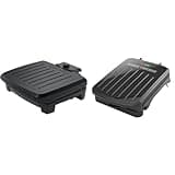 GEORGE FOREMAN® Contact Submersible™ Grill, 5-Serving Grill - Adjustable Temperature & 2-Serving Classic Plate Electric Indoor Grill and Panini Press, Black, GRS040B
