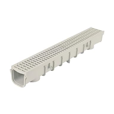 NDS 5” Pro Series Deep Profile Channel Drain Kit With HDPE Plastic Grates and End Caps, Trench & Channel Drainage For Driveway, Patio, Pool Deck, Courtyard, 5.5” x 39.4”, Gray