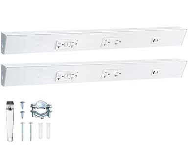 SURAIELEC 2-Pack 24" Under Cabinet Hardwired Power Strip, Seamless Under Cabinet Outlet, 2500W, 20A GFCI + 20A TR Outlet with USB-A & USB-C, Modular No-Cut Extension System, ETL Listed, White