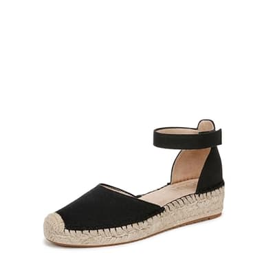Naturalizer SOUL Women's Wren Espadrille Wedge Sandal Black Canvas 8.5 M