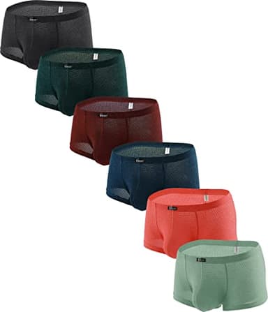 iKingsky Men's Bulge Boxer Briefs U-Hance Pouch Mens Stretch Underwear Sexy Breathable Under Panties (X-Large, 6 Pack)