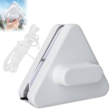 Magnetic Windshield Cleaner Tool,Outside Glass Wiper,Double-Sided Window Brush Glass Wiper Cleaning Tools,Magnetic Windshield Cleaner for High Rise Car Glazed with Anti Falling Rope (B, Triangle)