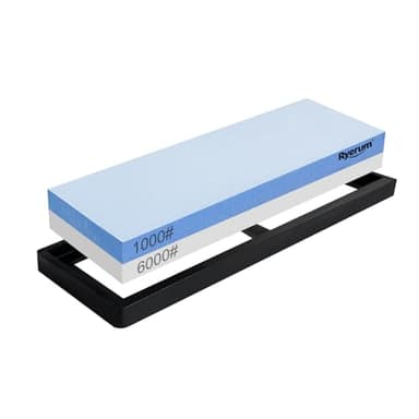 Ryerum Premium Knife Sharpening Stone Whetstone 1000/6000 with 2 Non-Slip Rubber Bases, Safety and Anti-Slip Suitable for All Kinds of Knives