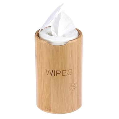 Kokone Bamboo Wipes Dispenser Compatible for Clorox Lysol, Farmhouse Wipes Canister Holder Cleaning Wipe Dispenser Container, Decorative Bamboo Wipes Dispenser Keeper for Kitchen Bathroom Office