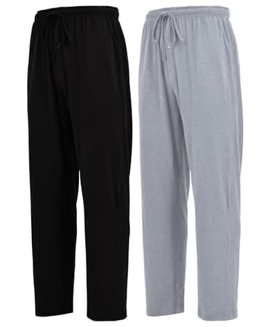 Andrew Scott Men's Cotton Lounge Pants | Multi Packs & Colors | Soft & Light Drawstring Yoga & Sleep PJ Bottoms