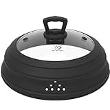 Microwave Splatter Cover Vented Glass Cover Splatter Guard Lid with Collapsible Silicone for Food as Pot Cover 11.8 inch Large Plate Cover for 6 7 8 9 10 11 inch Plate Bowl