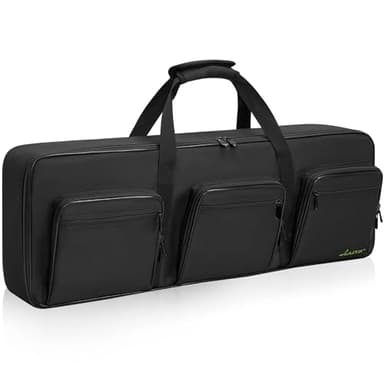 LASUK 76 key Keyboard Case, Keyboard Gig Bag Case with Adjustable Straps and 6-Pocket for Keyboard Accessaries