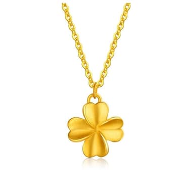 De Lapoll 24K Pure Gold Pendant 999 Gold Necklace Women's Engagement Anniversary Birthday Christmas Valentine's Day Gift for Women Wife Mother (24K Clover)