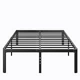 LAKKURI 18 Inch High Platform Metal King Size Bed Frame, King Bed Frame no Box Spring Needed, Heavy Duty, Noise Free, Easy Assembly, Black