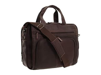 Kenneth Cole Reaction Full-Grain Colombian Leather Briefcase Expandable RFID 15.6" Laptop Computer Business Portfolio Shoulder Bag, Brown