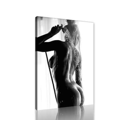 Sexy Canvas Wall Art Nude Woman in Bath Posters and Prints Abstract Naked Black White Artwork Wall Decor for Apartment Hotel Bathroom Bedroom Bar Decoration Ready to Hand 12x16inch