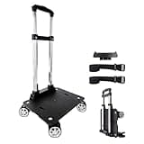Backpack Trolley Wheeled Cart-Backpack Hand Truck with Luggage Strap,Aluminium Alloy Folding Trolley Cart for Bags Backpack Travel Luggage Cart