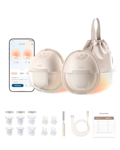 eufy Security Heated Wearable Breast Pump S1, Hands-Free Breast Pump with Industry-Leading HeatFlow Tech, App-Controlled OptiRhythm, 300 mmHg Strong Suction, Leakproof, Slim and 46 dB Quiet