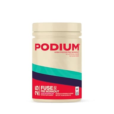 Podium Nutrition, Fuse 2025 Pre Workout Powder, Sour Watermelon, 25 Servings, Beta Alanine and Caffeine for Energy, Gluten Free, Soy Free, Dairy Free