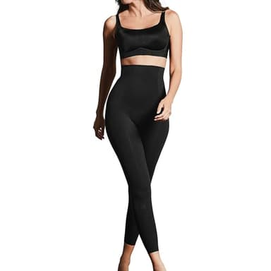 Leonisa High Waisted Compression Leggings for Women – Shapewear Gym Leggings with Tummy Control, No Roll Down, Black
