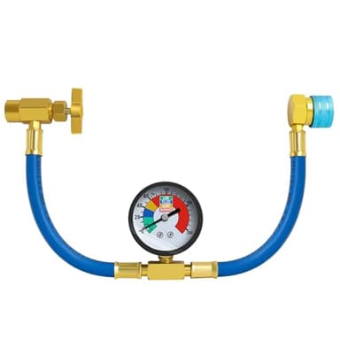 Ketofa R1234YF Refrigerant Charge Hose Kit, R-1234YF AC Refrigerant Can Hose with Gauge, 1/2 LH Can Opener Tap and R1234YF Low Side Adapter