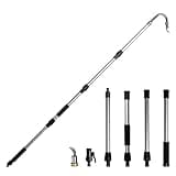 Diivoo Gutter Cleaning Tools from The Ground, Pressure Washer Gutter Cleaner Attachment, Telescoping Gutter Wand with Aluminum Curved Rod and Brass Swivel Head, Gutter Hose Extension to Clean Gutters