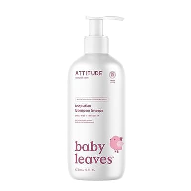 ATTITUDE Baby Lotion, EWG Verified Moisturizer, Dermatologically Tested Moisturizing Cream, Vegan and Cruelty-Free, Unscented, 16 Fl Oz