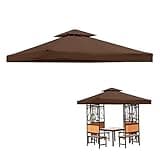 perixir Gazebo Canopy Top Replacement Cover 117"x117", 2-Tiers，for Smaller 10'x10' Dual-Tier Gazebo Canopy, Water, Dirt, and UV Resistant Canopy Replacement Cover(Brown)