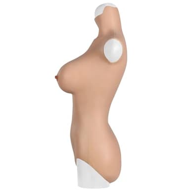 Yuewen Silicone Breastplate Bodysuit and Hip Vulva for Transgender Crossdresser Masquerade Touch Soft (Beige, C Cup Silicone Filler)