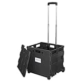 Office Depot Mobile Folding Cart With Lid, 16in.H x 18in.W x 15in.D, Black, 50801