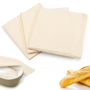3pcs 100% cotton Tea Towels for Baking Sourdough - 28" Unbleached Bread Basket Flour Sack Towels, Proofing Cover Cloth for Dough Raising Baguettes Loaves Ciabatta, Bread Making Accessories Bakers Gift